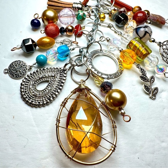 Chunky Beaded Tassel Handbag Purse Accessory Dangle Charm Key Chain Handmade - Picture 3 of 16